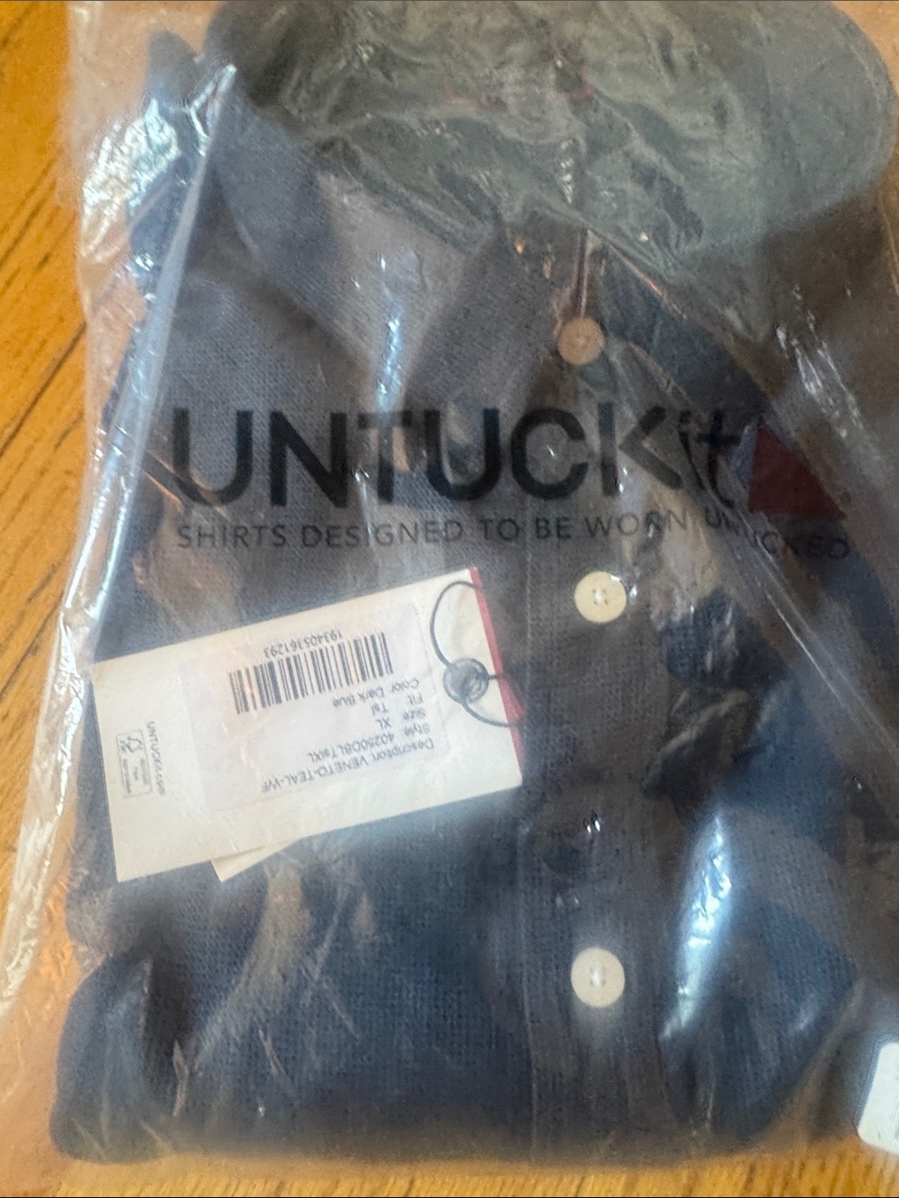 UNTUCKit navy blue  (Veneto-teal) Men's Shirt - brand new XL slim fit brand new